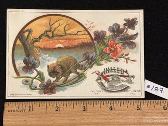 'OLIVER'S CHILLED PLOWS' Antique Victorian Trade Card - South Bend, Indiana
