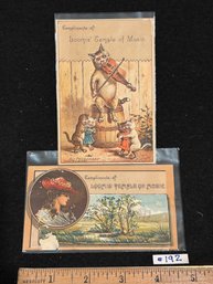 (2) Loomis' Temple Of Music Antique Victorian Trade Cards