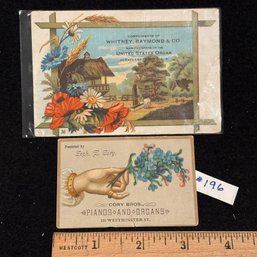 (2) Piano/Organ Antique Victorian Trade Cards