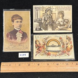 (3) Sad Irons Advertising Antique Victorian Trade Cards