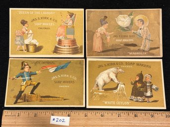(4) Jas. A. Kirk Soap Makers Antique Victorian Trade Cards