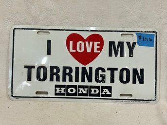 I Love Torrington Honda (Connecticut) Advertising License Plate