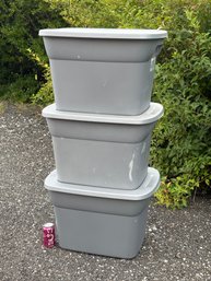 Lot Of 3 Sterilite 18 Gallon Plastic Storage Bins, Boxes