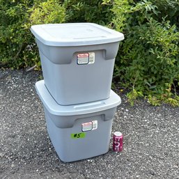 Lot Of 2 Sterilite 18 Gallon Plastic Storage Bins, Boxes