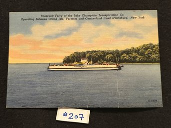 Roosevelt Ferry - Lake Champlain Vintage Postcard