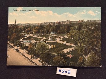 Public Garden - Boston, Massachusetts Vintage Postcard