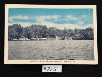'ALONG THE SHORE AT CAMP SHAWNEE' TWIN LAKES, Pennsylvania Vintage Postcard