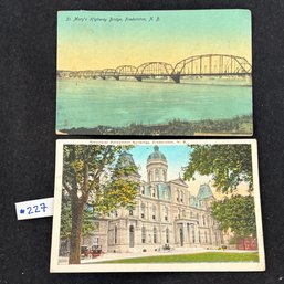 (2) Fredericton, New Brunswick, Canada VINTAGE Postcards