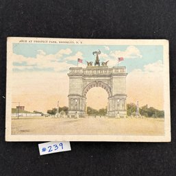 'ARCH AT PROSPECT PARK' BROOKLYN, New York 1923 Antique Postcard