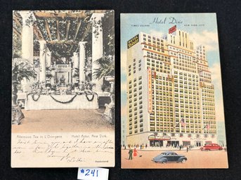 (2) Vintage New York City Hotel Postcards