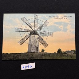 'The Old Eight-winged Wind Mill Near Newport, Rhode Island' Vintage Postcard