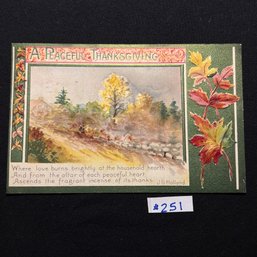 'A Peaceful Thanksgiving' 1910 Antique Postcard