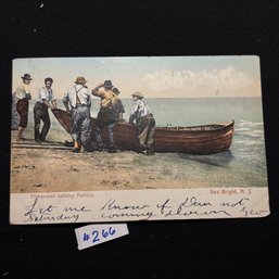 'Fishermen Talking Politics' Sea Bright, NJ 1908 Antique Postcard