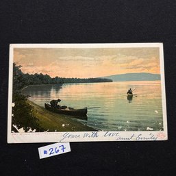 'RETURNING TO CAMP AFTER A DAY'S FISHING' 1907 Antique Postcard
