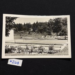 Tennis Court At Pine Springs - Freehold, New York 1953 Real Photo Postcard