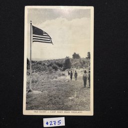 'OLD GLORY' Camp Mary Dean Vreeland (East Hartland, CT) Vintage Postcard- Girl Scouts