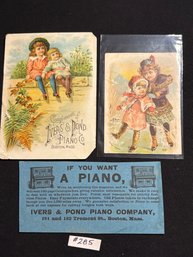 Lot Of 3 IVERS & POND PIANO COMPANY Victorian Trade Cards