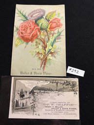 (2) Hallet & Davis Piano Victorian Trade Cards