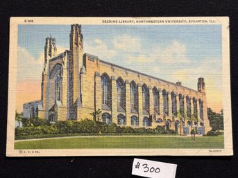 'DEERING LIBRARY, NORTHWESTERN UNIVERSITY' EVANSTON, IL Vintage Postcard (1953)