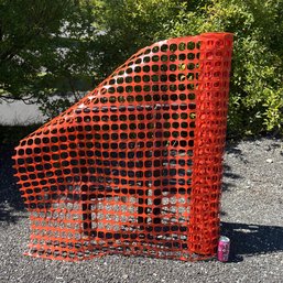 Large Roll Of Orange Plastic Safety Fencing