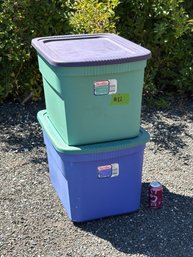 (Lot Of 2) Sterilite 73 Quart Plastic Storage Bins, Boxes