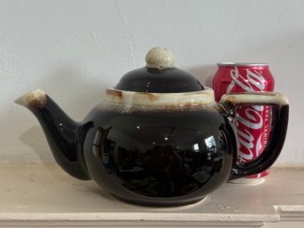 Vintage 'Brown Drip' Stoneware Teapot