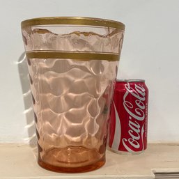 Vintage Pink Optic Pattern Glass Vase