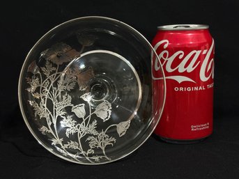 Pretty Silver Painted Glass Compote Dish