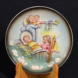 'Bedtime Angels' Ceramic Relief Wall Plaque VINTAGE