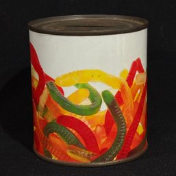 Vintage Gummy Worms Metal Can Bank