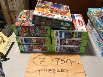 (Lot Of 7) 750 Piece Jigsaw Puzzles WHEELS By Master Pieces