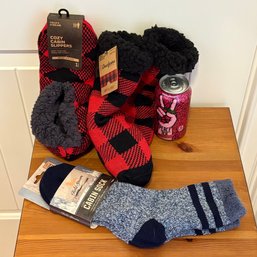 Cozy Cabin Socks & Slippers NEW (3 Pairs)