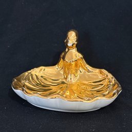Gold Decorated Porcelain Ring Dish, Pin Dish VINTAGE