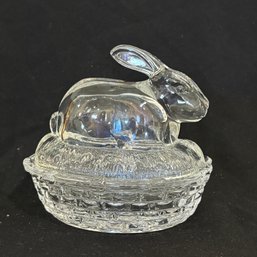 Bunny Rabbit Glass Covered Candy Dish, Jewelry Box