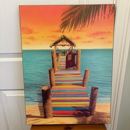 'Tropicana' Colorful Tropical Dock Art Print By Robin Renee Hix