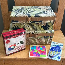 Nesting Boxes, Mini Tabletop Tennis, Wooden Tangram Puzzle, Closet Organizers Lot
