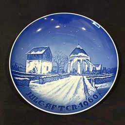 1960 Bing & Grondahl Blue & White Porcelain Christmas Plate - Made In Denmark