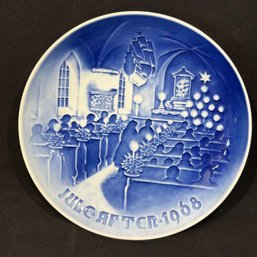 1968 Bing & Grondahl Blue & White Porcelain Christmas Plate - Made In Denmark