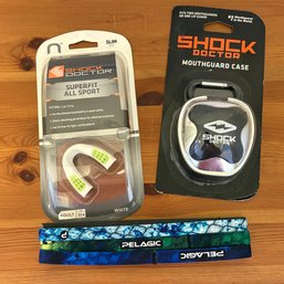 Shock Doctor SuperFit All Sport Mouthguard & Case NEW Plus Pelagic Sport Headbands