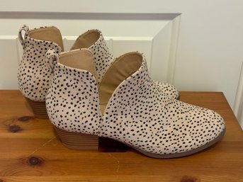 JOLIMALL Tan Leopard Women's Heeled Ankle Boots Size 7