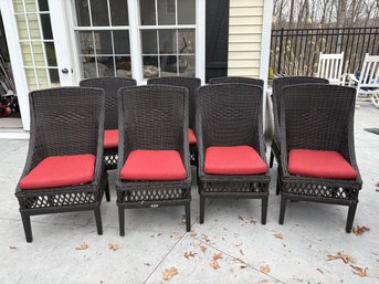 Set Of 8 Wicker Outdoor Patio Dining Chairs - Hampton Bay 'Woodbury'