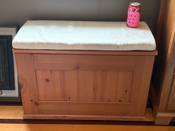 Wooden Storage Bench, Toy Chest With Seat Cushion