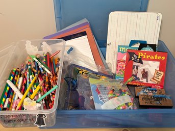 Art & Craft Supplies Lot In IRIS 30.6 Quart Plastic Box