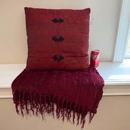 Maroon Silk Pillow & Throw Blanket