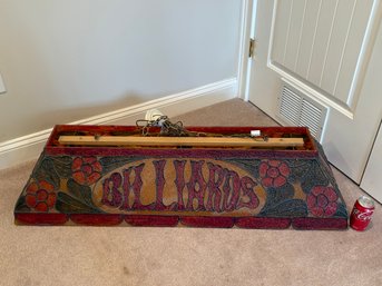 Vintage Faux Stained Glass BILLIARDS Pool Table Lamp, Light Fixture