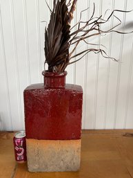 Heavy Rectangular Stoneware Vase