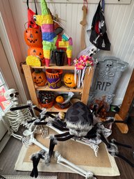 Halloween Party Decor - Skeleton, Giant Fuzzy Spider, Pumpkins & More