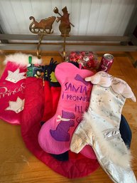 Christmas Stockings & Heavy Brass Stocking Holders