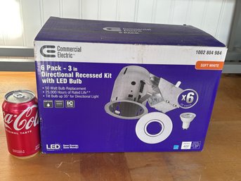 (Set Of 4) Commercial Electric 3-inch Directional Recessed Kits With LED Bulbs NEW