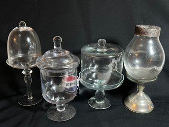 Lot Of Glass Jars & Pedestal Display Stands